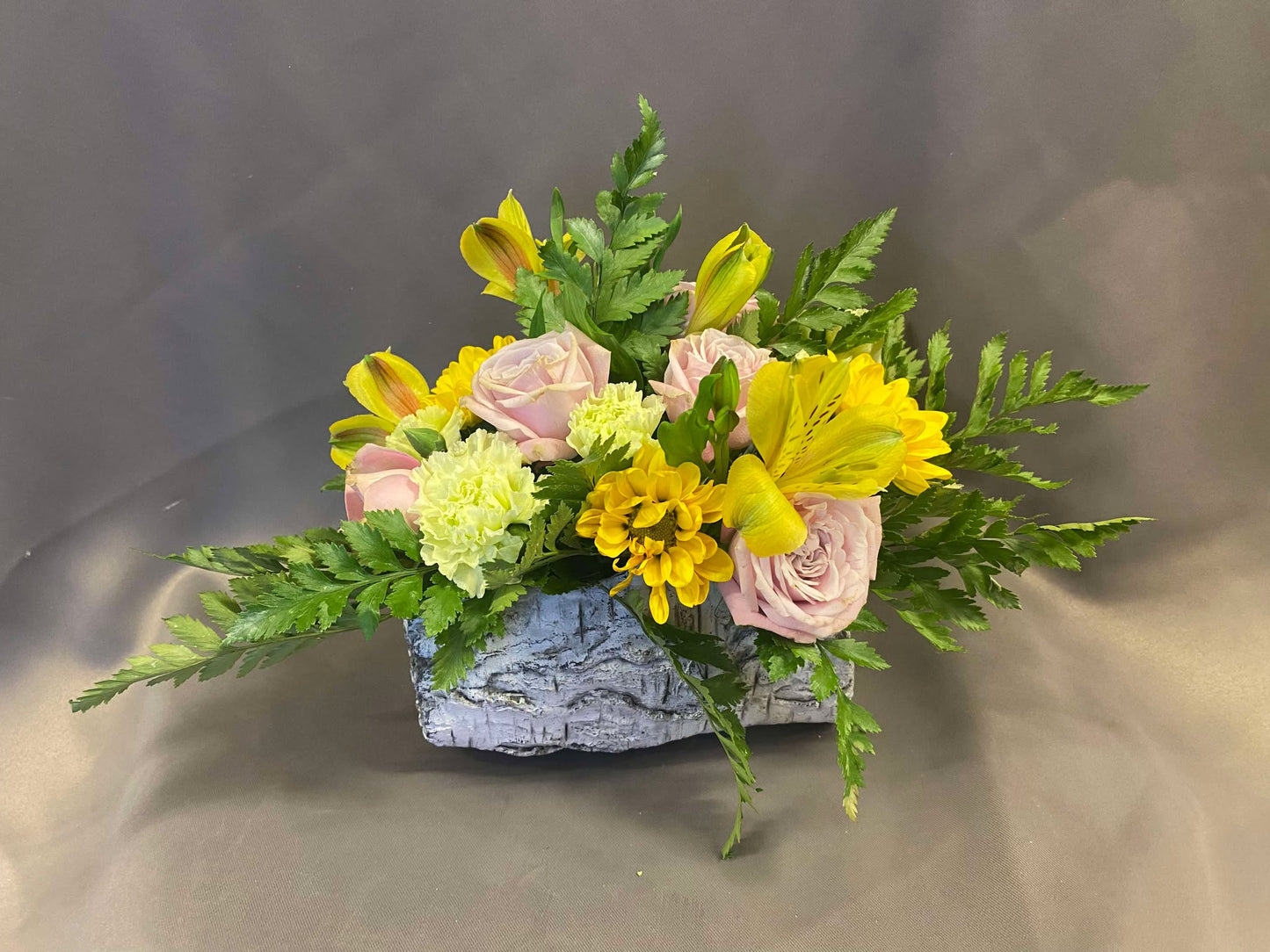 Rustic Bloom Log Arrangement