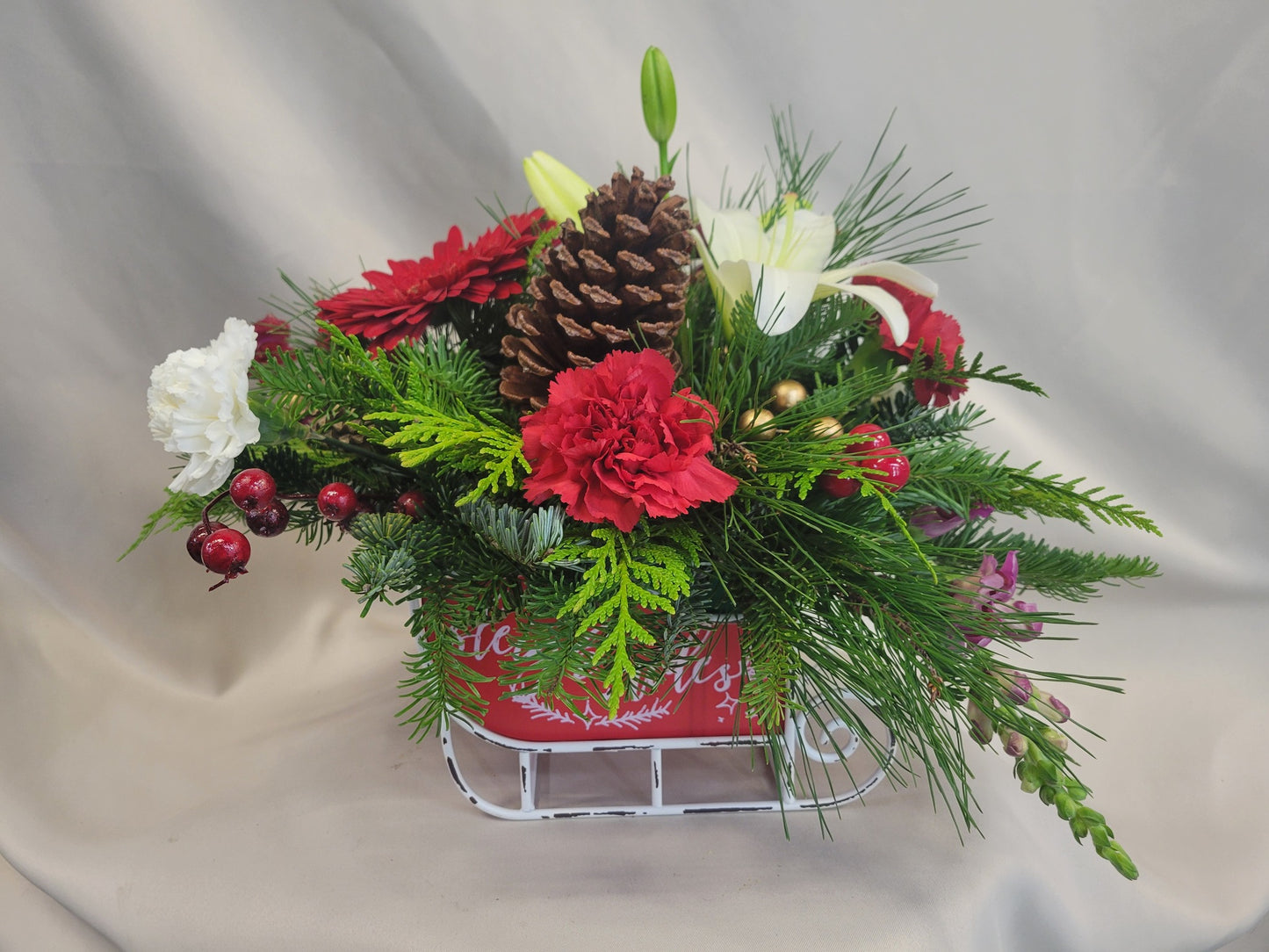 Whimsical Christmas Sleigh Centerpiece