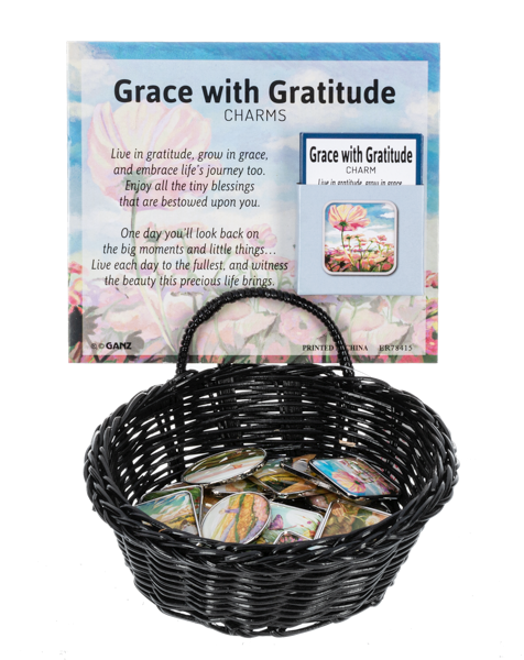 Grace With Gratitude Charms in a basket