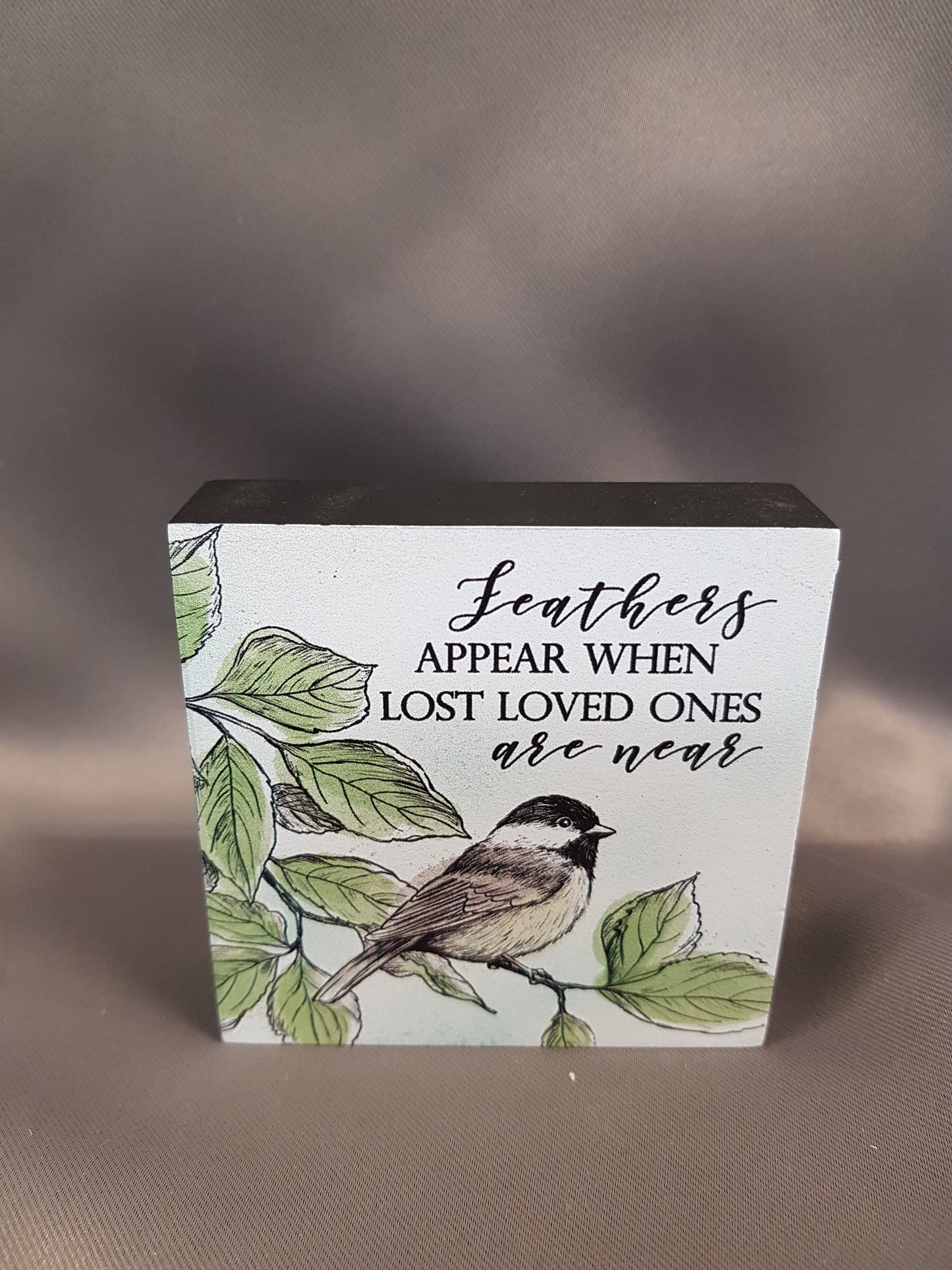 "Feathers Appear When Lost Loved Ones Are Near" Memorial Block