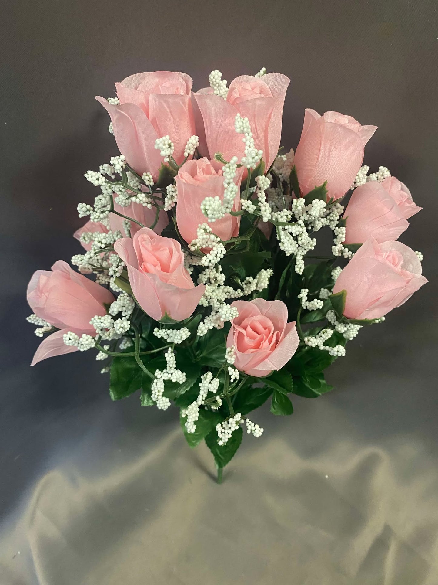 Pink Roses with Baby Breath Permanent Botanicals