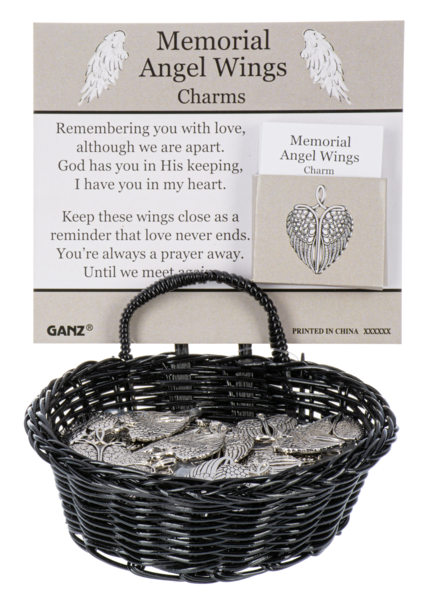 Memorial Angel Wings Charms in a Basket