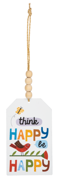 Think Happy Be Happy on Beaded Hanger